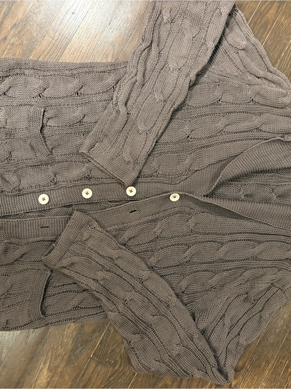 Men’s Vince Cable Knit Button-Front Sweater Cardigan - Taupe